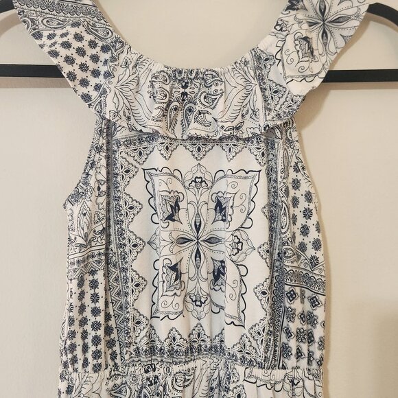 Children’s Place Girls M 7/8 Navy Blue Paisley Print Ruffle Dress - Picture 2 of 6